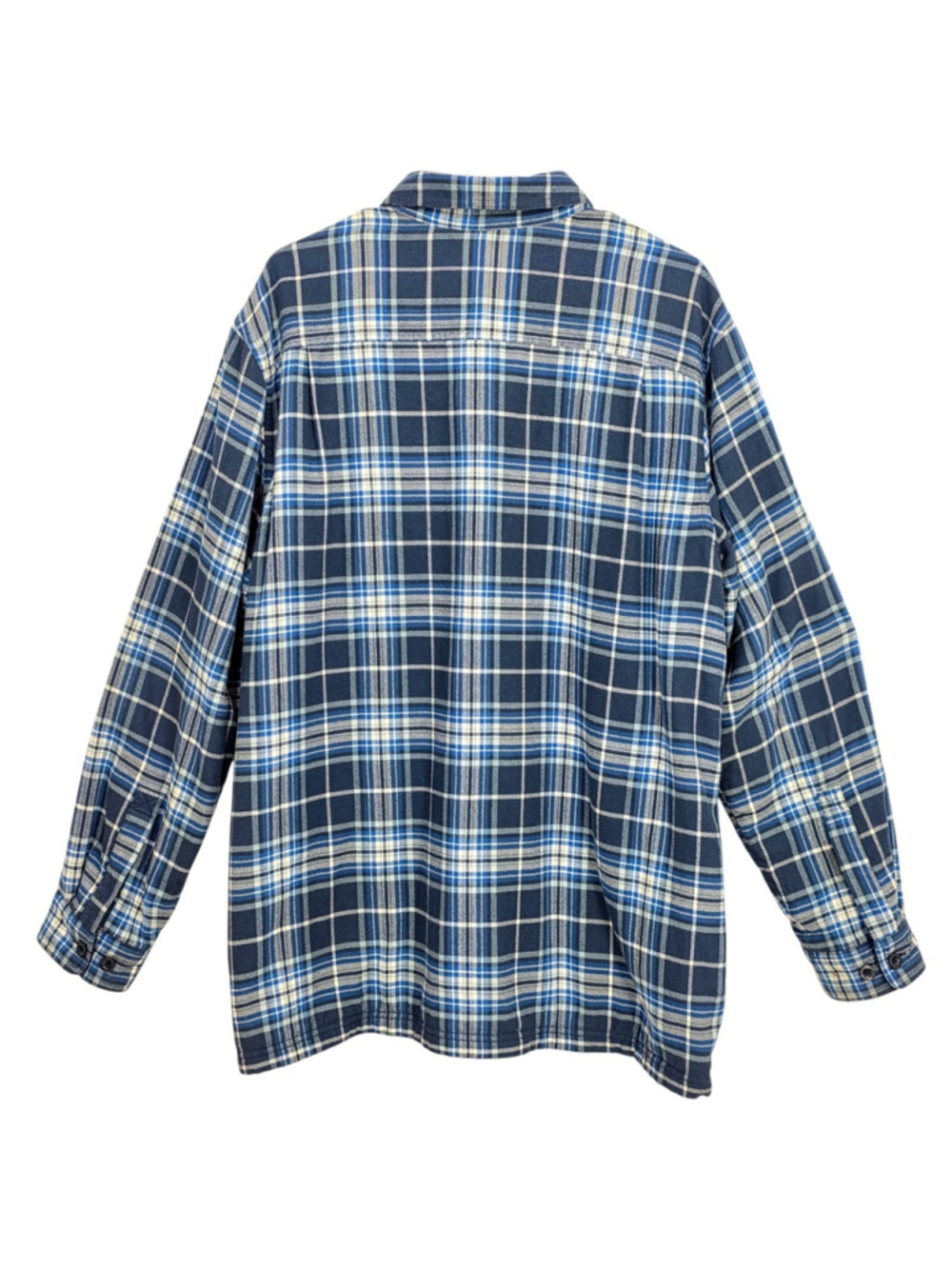 L.L.Bean Fleece Lined Flannel Shirt Jacket Mens L Blue Plaid Workwear - Picture 2 of 12